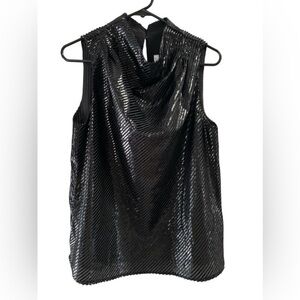Trina Turk black mock neck sleeveless blouse